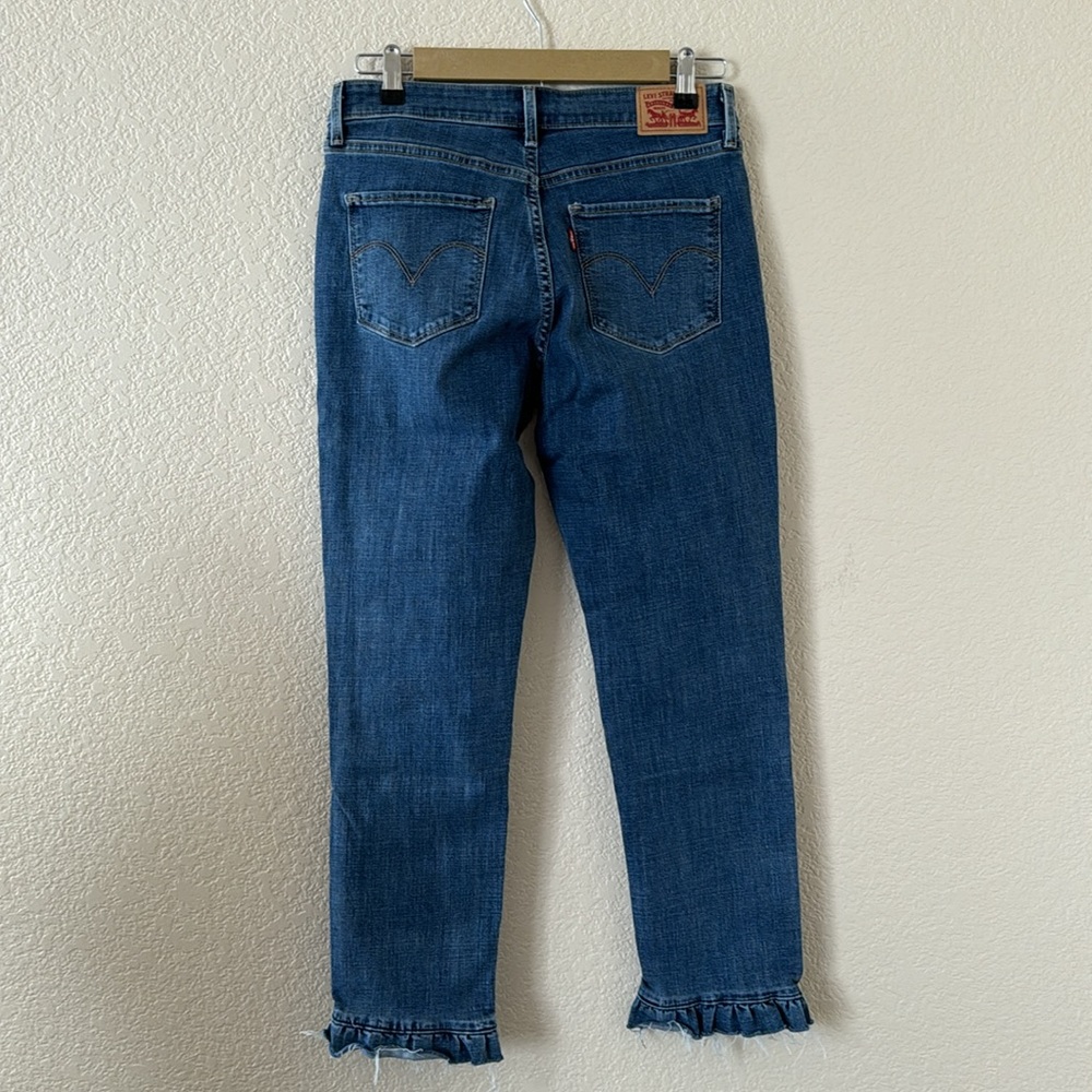 Levi’s Mid Rise Skinny Ruffle Hem Jeans Size 8 - Picture 3 of 14